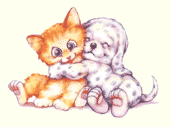 Piesek przytula kotka bez tła